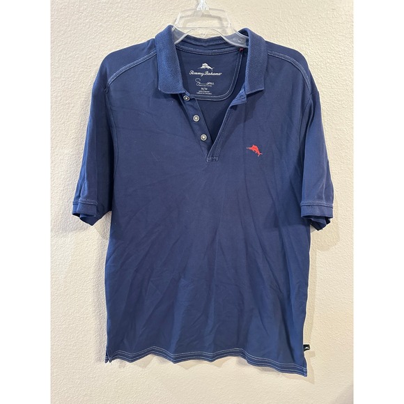 Tommy Bahama Supima Cotton Navy Blue Polo Shirt Mens Size M Medium - Picture 1 of 4